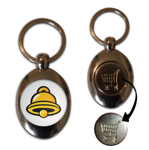 Fruit Machine Bell - Silver £1/€1 Shopping Key Ring