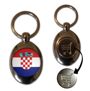 Croatia Flag - Silver £1/€1 Shopping Key Ring