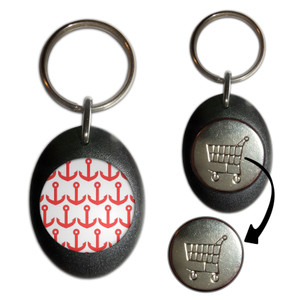 Anchor Red Pattern - Shopping Trolley Key Ring