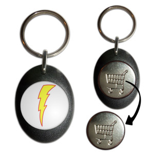 Lightning Bolt White - Shopping Trolley Key Ring