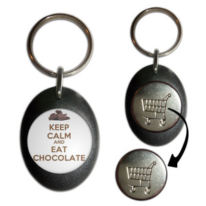 Keep Calm and Eat Chocolate - Shopping Trolley Key Ring