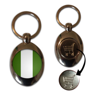 Nigeria Flag - Silver £1/€1 Shopping Key Ring Nigeria Flag - Silver £1/€1 Shopping Key Ring