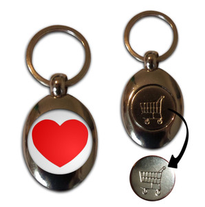Heart - Silver £1/€1 Shopping Key Ring