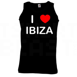 I Love Heart Ibiza - Quality Printed Cotton Gym Vest