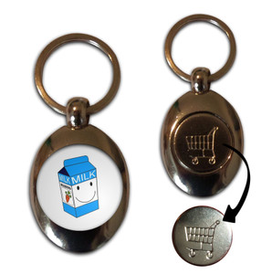 Milk Carton - Silver £1/€1 Shopping Key Ring