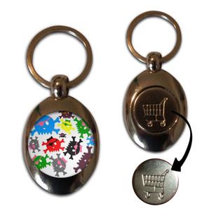 Skull Bow Pattern 3 - Silver £1/€1 Shopping Key Ring Skull Bow Pattern 3 - Silver £1/€1 Shopping Key Ring
