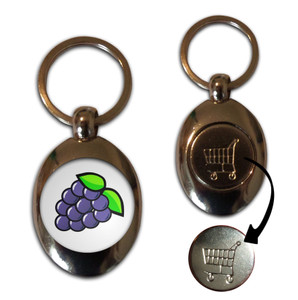 Fruit Machine Grapes - Silver £1/€1 Shopping Key Ring