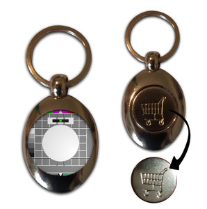 TV Test Card - Silver £1/€1 Shopping Key Ring