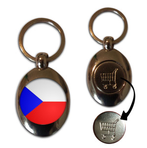 Czech Republic Flag - Silver £1/€1 Shopping Key Ring