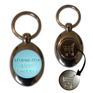 Show Me Your Tweets - Silver £1/€1 Shopping Key Ring Show Me Your Tweets - Silver £1/€1 Shopping Key Ring