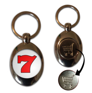 Fruit Machine Lucky Seven - Silver £1/€1 Shopping Key Ring Fruit Machine Lucky Seven - Silver £1/€1 Shopping Key Ring