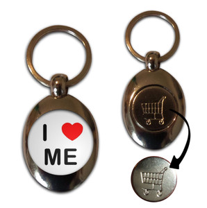 I Love Heart Me - Silver £1/€1 Shopping Key Ring
