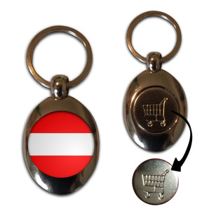 Austria Flag - Silver £1/€1 Shopping Key Ring