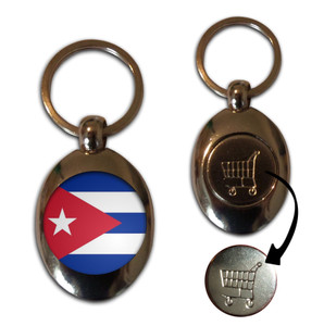Cuba Flag - £1/€1 Shopping Trolley Token Key Ring New Cuba Flag - £1/€1 Shopping Trolley Token Key Ring New