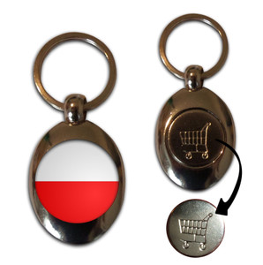 Poland Flag - Silver £1/€1 Shopping Key Ring