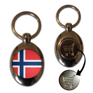 Norway Flag - Silver £1/€1 Shopping Key Ring