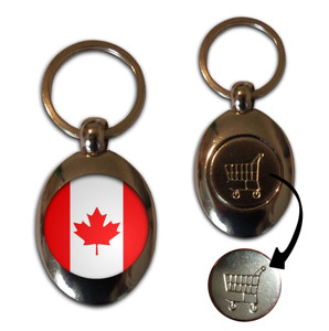 Canada Flag - Silver £1/€1 Shopping Key Ring