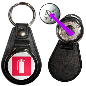 Fire Extinguisher - Hidden £1/€1 Shopping Token Medallion Key Ring Fire Extinguisher - Hidden £1/€1 Shopping Token Medallion Key Ring