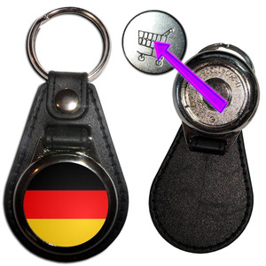 Germany Flag - Hidden £1/€1 Shopping Token Medallion Key Ring Germany Flag - Hidden £1/€1 Shopping Token Medallion Key Ring