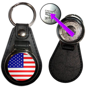 USA Flag - Hidden £1/€1 Shopping Token Medallion Key Ring USA Flag - Hidden £1/€1 Shopping Token Medallion Key Ring