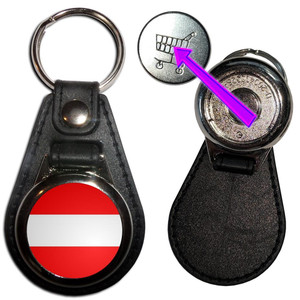 Austria Flag - Hidden £1/€1 Shopping Token Medallion Key Ring Austria Flag - Hidden £1/€1 Shopping Token Medallion Key Ring