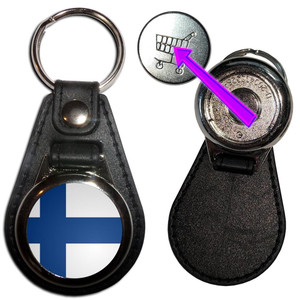 Finland Flag - Hidden £1/€1 Shopping Token Medallion Key Ring Finland Flag - Hidden £1/€1 Shopping Token Medallion Key Ring