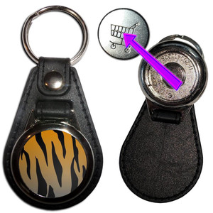 Tiger Print Pattern - Hidden £1/€1 Shopping Token Medallion Key Ring Tiger Print Pattern - Hidden £1/€1 Shopping Token Medallion Key Ring