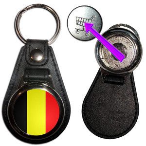 Belgium Flag - Hidden £1/€1 Shopping Token Medallion Key Ring Belgium Flag - Hidden £1/€1 Shopping Token Medallion Key Ring