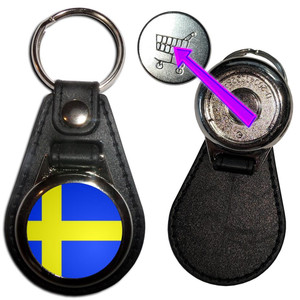 Sweden Flag - Hidden £1/€1 Shopping Token Medallion Key Ring Sweden Flag - Hidden £1/€1 Shopping Token Medallion Key Ring
