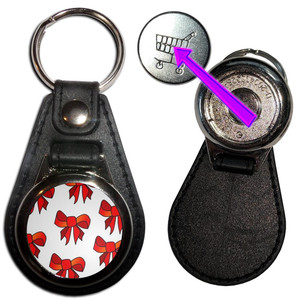 Bow Pattern - Hidden £1/€1 Shopping Token Medallion Key Ring Bow Pattern - Hidden £1/€1 Shopping Token Medallion Key Ring
