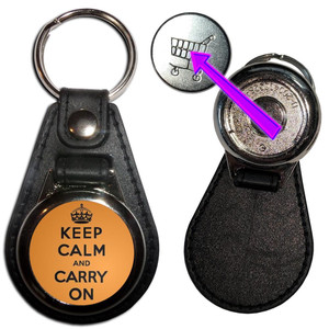 Orange Keep Calm and Carry On - Hidden £1/€1 Shopping Token Medallion Key Ring Orange Keep Calm and Carry On - Hidden £1/€1 Shopping Token Medallion Key Ring