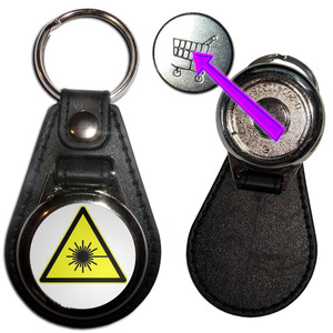 Laser Radiation - Hidden £1/€1 Shopping Token Medallion Key Ring Laser Radiation - Hidden £1/€1 Shopping Token Medallion Key Ring