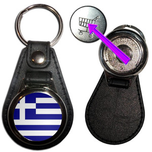 Greece Flag - Hidden £1/€1 Shopping Token Medallion Key Ring Greece Flag - Hidden £1/€1 Shopping Token Medallion Key Ring