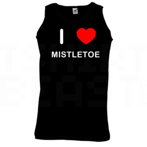 I Love Heart Mistletoe - Quality Printed Cotton Gym Vest I Love Heart Mistletoe - Quality Printed Cotton Gym Vest