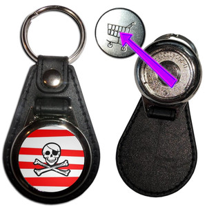 Jolly Roger Stripey - Hidden £1/€1 Shopping Token Medallion Key Ring Jolly Roger Stripey - Hidden £1/€1 Shopping Token Medallion Key Ring