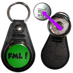 FML! F**k My Life - Hidden £1/€1 Shopping Token Medallion Key Ring FML! F**k My Life - Hidden £1/€1 Shopping Token Medallion Key Ring