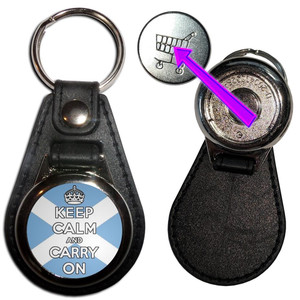 Scotland Flag Keep Calm and Carry On - Hidden £1/€1 Shopping Token Medallion Key Ring Scotland Flag Keep Calm and Carry On - Hidden £1/€1 Shopping Token Medallion Key Ring