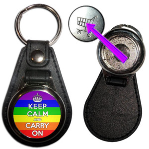 Gay Flag Keep Calm and Carry On - Hidden £1/€1 Shopping Token Medallion Key Ring Gay Flag Keep Calm and Carry On - Hidden £1/€1 Shopping Token Medallion Key Ring