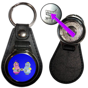 Blue Robot Couple - Hidden £1/€1 Shopping Token Medallion Key Ring Blue Robot Couple - Hidden £1/€1 Shopping Token Medallion Key Ring