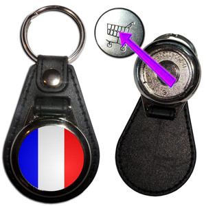 France Flag - Hidden £1/€1 Shopping Token Medallion Key Ring France Flag - Hidden £1/€1 Shopping Token Medallion Key Ring
