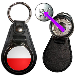 Poland Flag - Hidden £1/€1 Shopping Token Medallion Key Ring Poland Flag - Hidden £1/€1 Shopping Token Medallion Key Ring