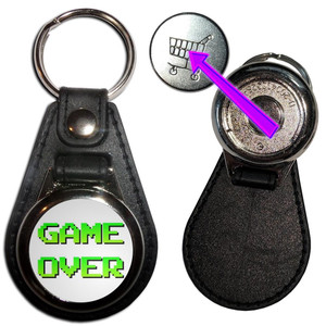 Game Over - Hidden £1/€1 Shopping Token Medallion Key Ring