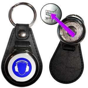 Ear Protection - Hidden £1/€1 Shopping Token Medallion Key Ring Ear Protection - Hidden £1/€1 Shopping Token Medallion Key Ring