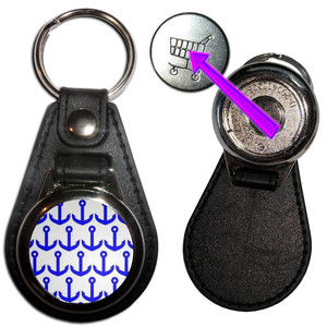 Anchor Blue Pattern - Hidden £1/€1 Shopping Token Medallion Key Ring Anchor Blue Pattern - Hidden £1/€1 Shopping Token Medallion Key Ring