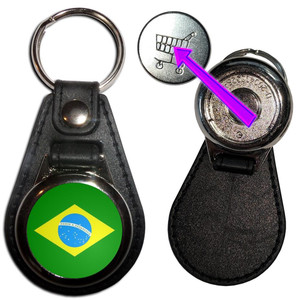 Brazil Flag - Hidden £1/€1 Shopping Token Medallion Key Ring Brazil Flag - Hidden £1/€1 Shopping Token Medallion Key Ring