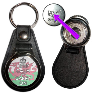 Wales Flag Keep Calm and Carry On - Hidden £1/€1 Shopping Token Medallion Key Ring Wales Flag Keep Calm and Carry On - Hidden £1/€1 Shopping Token Medallion Key Ring