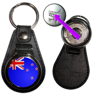 New Zealand Flag - Hidden £1/€1 Shopping Token Medallion Key Ring New Zealand Flag - Hidden £1/€1 Shopping Token Medallion Key Ring