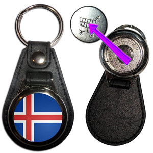Iceland Flag - Hidden £1/€1 Shopping Token Medallion Key Ring Iceland Flag - Hidden £1/€1 Shopping Token Medallion Key Ring