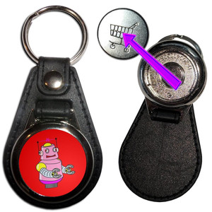 Red Girl Robot - Hidden £1/€1 Shopping Token Medallion Key Ring Red Girl Robot - Hidden £1/€1 Shopping Token Medallion Key Ring