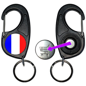 France Flag - Carabiner £1/€1 Shopping token Key Ring France Flag - Carabiner £1/€1 Shopping token Key Ring